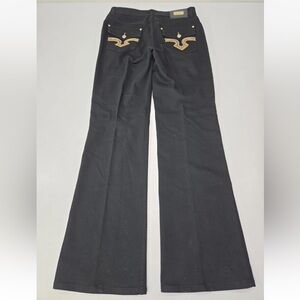 Lawman Western Womens Black Denim Jeans Flap Pockets Size 9 Vintage NFR